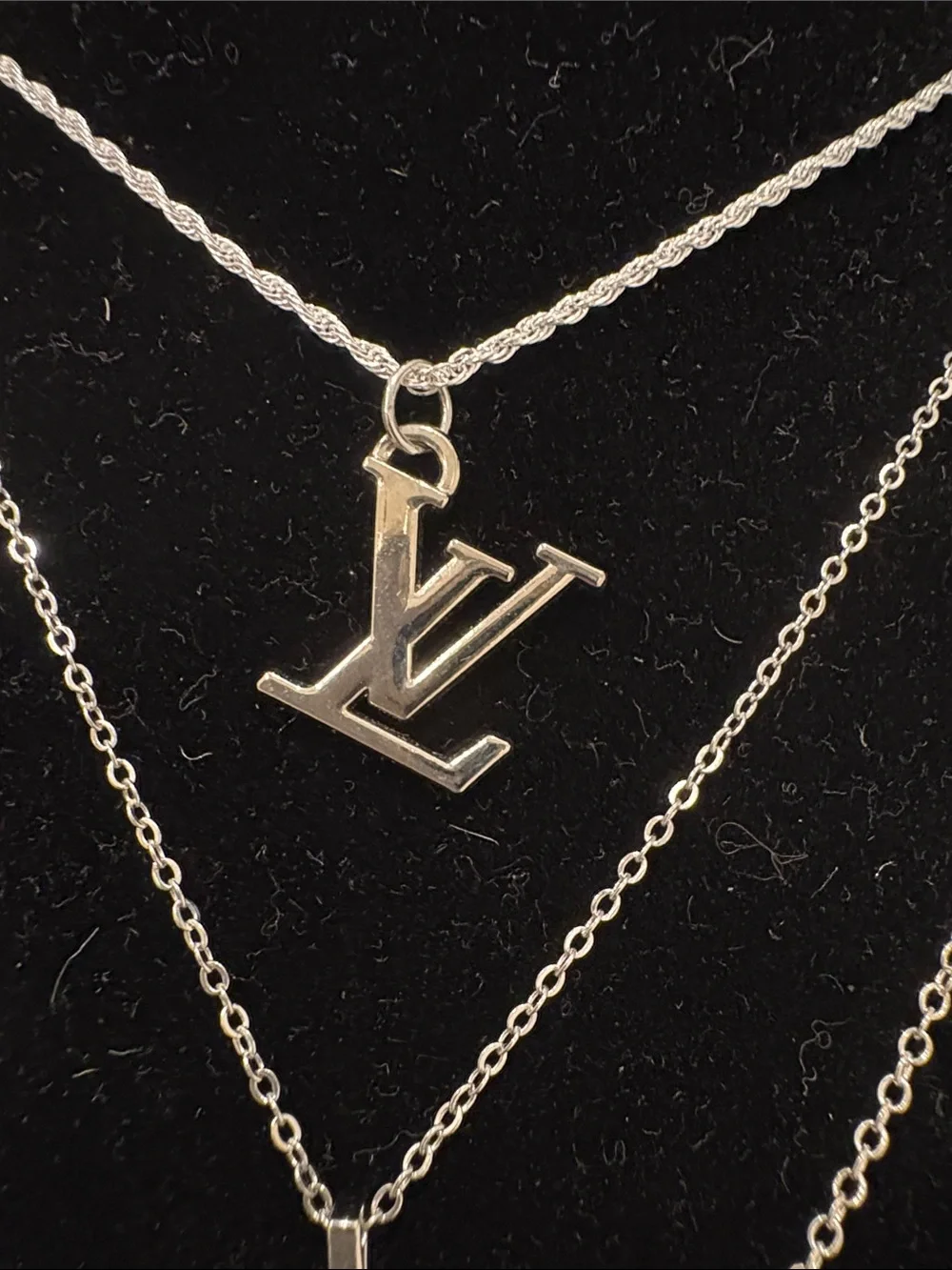 3 New Fashion Silver Tone Logo, Padlock & Key Necklaces